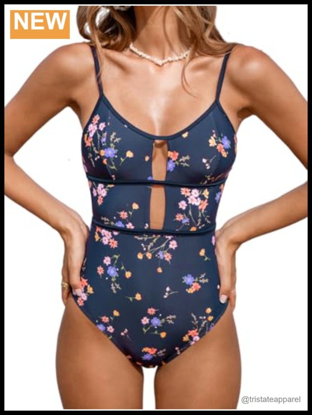 Women's Scoop Neck One Piece Cutout Monokini Swimsuit Adjustable Straps